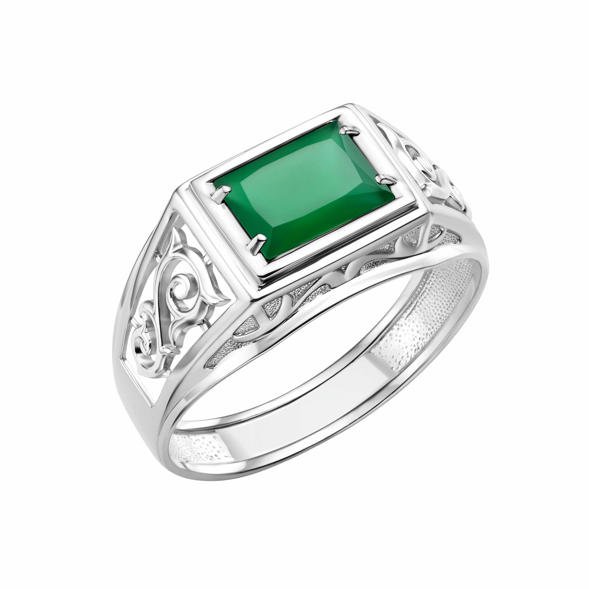Печатка Diamant online, серебро, 925 проба, родирование, оникс