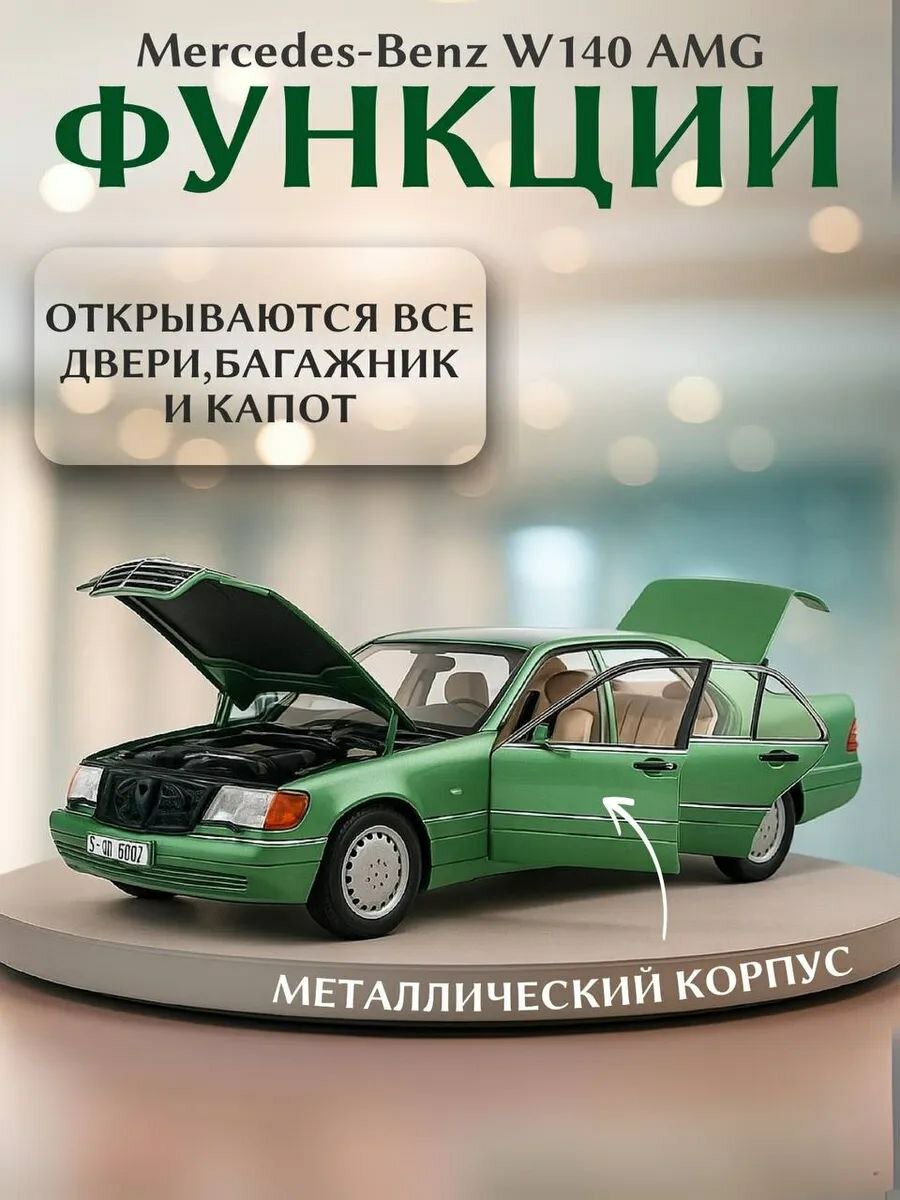 Коллекционная машинка "Mercedes Benz AMG", металлическая, инерционная, световые и звуковые эффекты W140