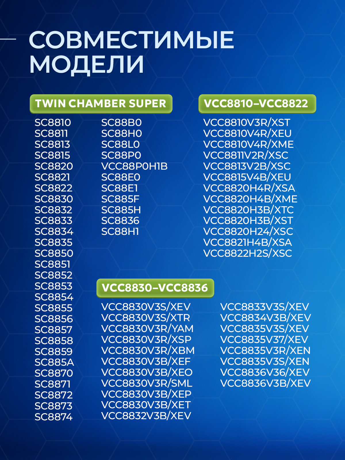 Набор фильтров для пылесоса Самсунг Samsung SC8830 SC8833 SC8835 SC8836 SC8852 SC8870 SC885H — фото 1