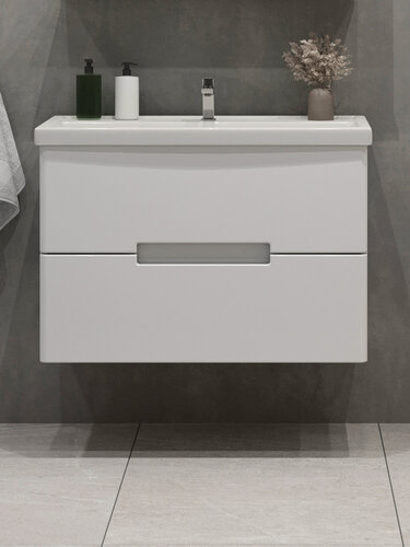 Изображение товара Тумба подвесная SanStar Ориана 80 с раковиной Фостер 80 (комплект) для ванной комнаты, белая