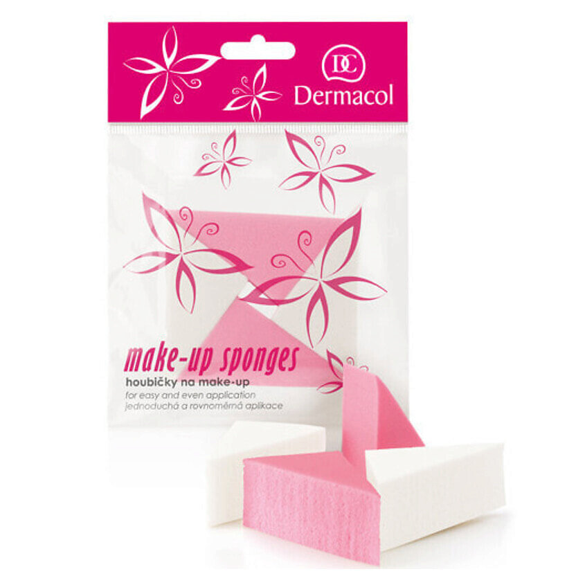 Спонжи для тонального крема "Dermacol", треугольные, двусторонние, 4шт