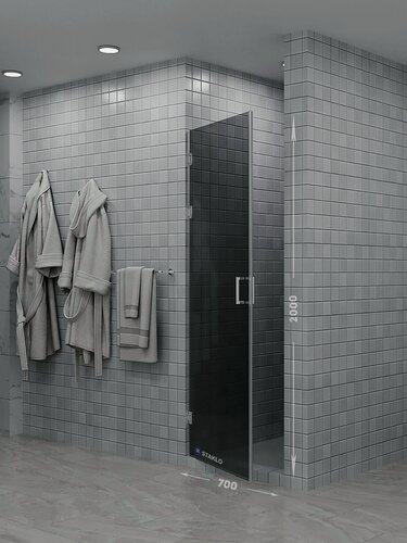 Изображение товара Душевая дверь в нишу staklo 70x200 из серого графит стекла хром фурнитура