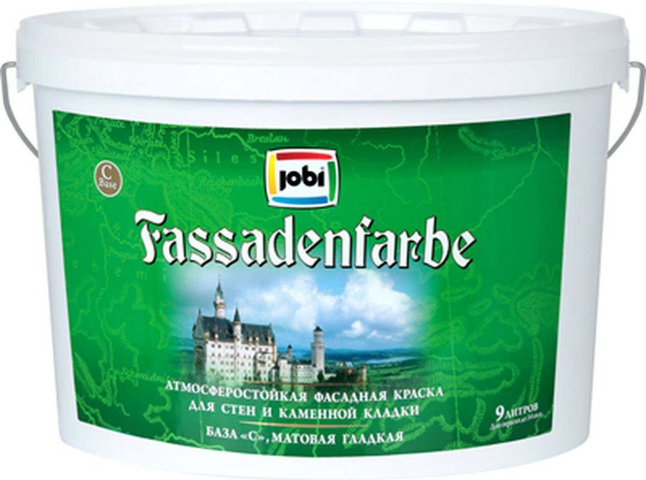 Фасадная краска JOBI FASADENFARBE матовая влагостойкая 9 л