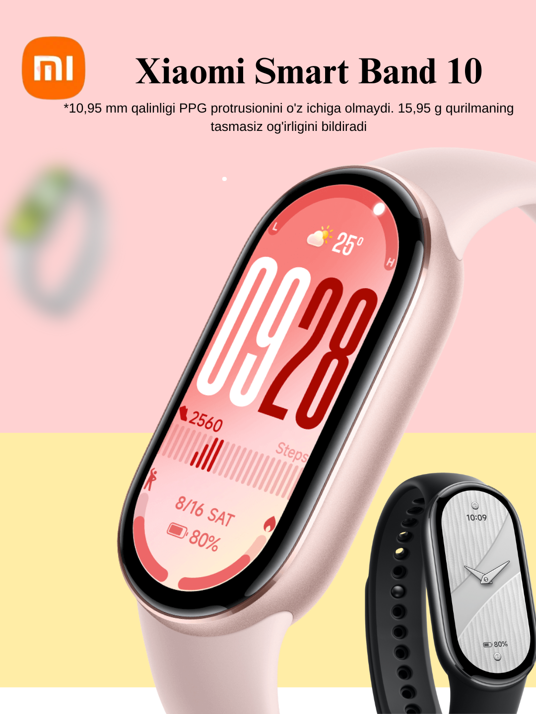 Часы, фитнес-браслет Xiaomi Smart Band 10, корпус из премиального металла, керамическая версия, кожаный ремешок Xiaomi, фиолетовый — фото 1