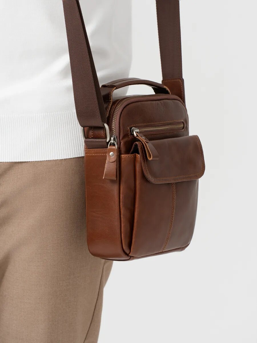 Сумка FAUSTINI, фактура гладкая, коричневый — фото 1