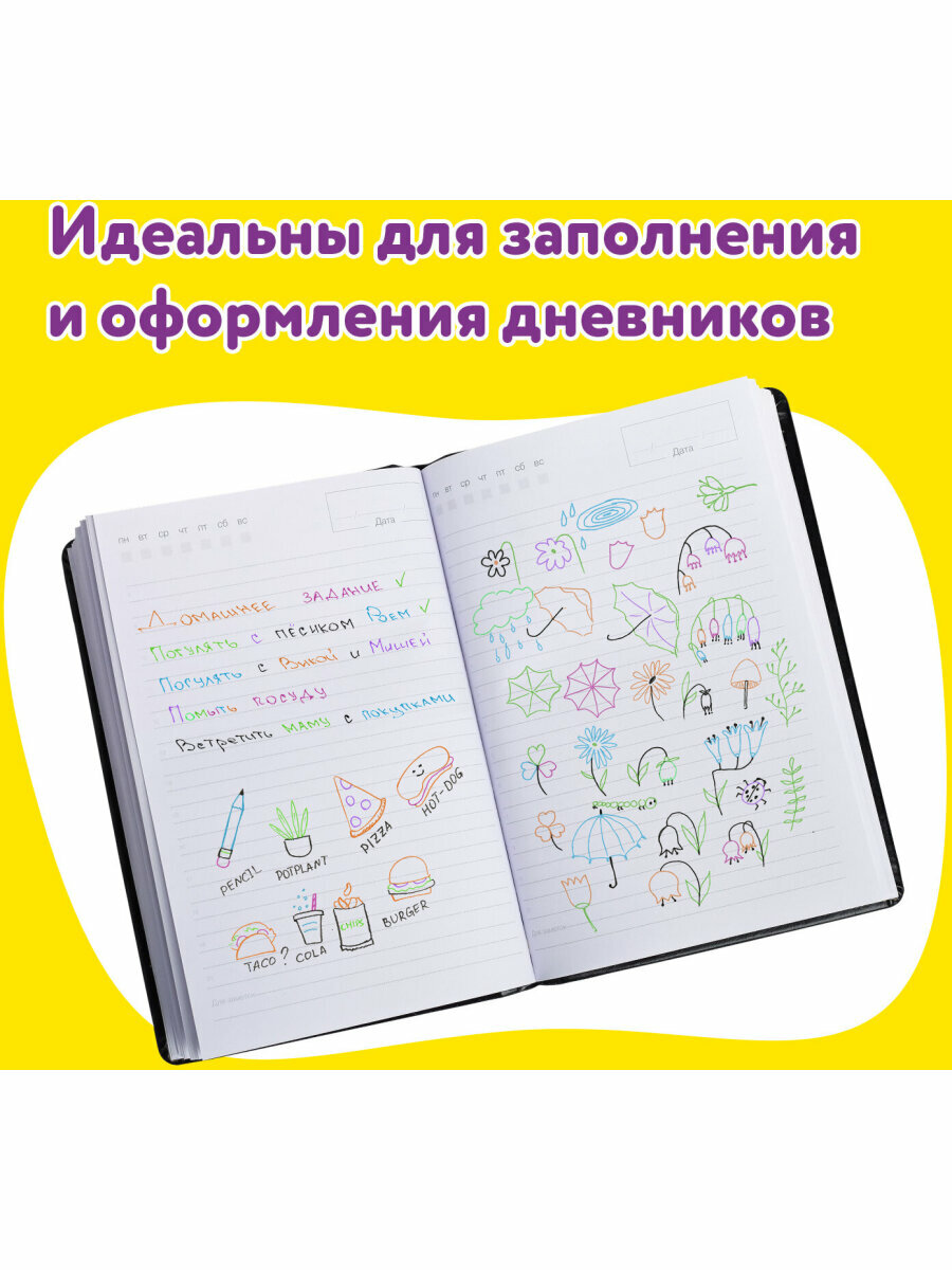 Ручки гелевые цветные с блестками Юнландия набор 12 шт, ассорти неон, узел 0,7 мм, линия 0,5 мм, 142806 — фото 1