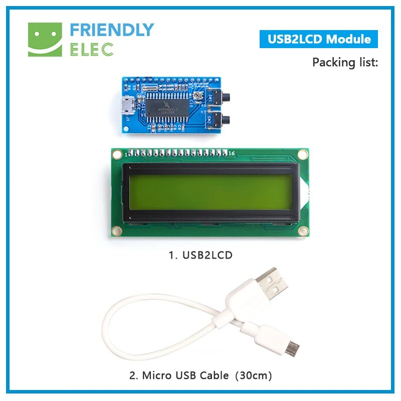 ЖК-модуль LCD2USB для NANOPi R5S R2S M1 PLUS от MCUZONE USB2LCD and cable