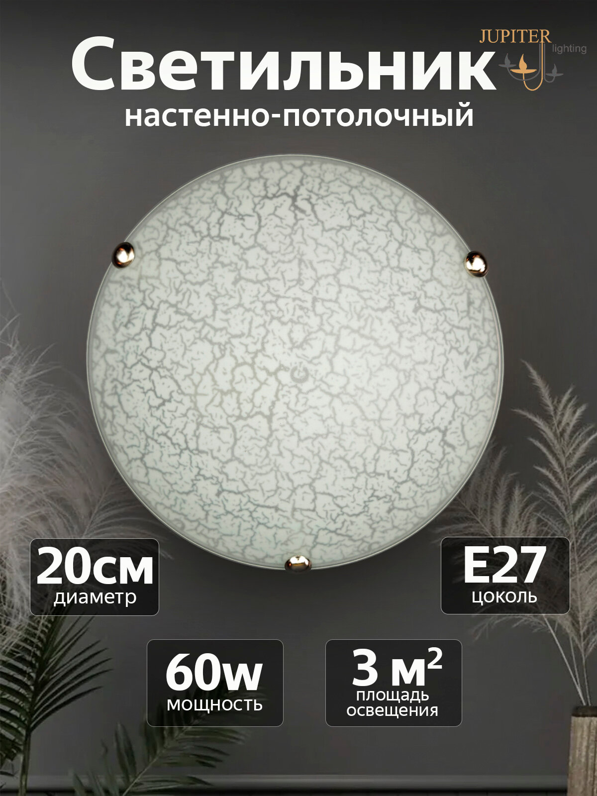 Настенно-потолочный светильник JUPITER LIGHTING А06-20я03 E27 1х60 Вт