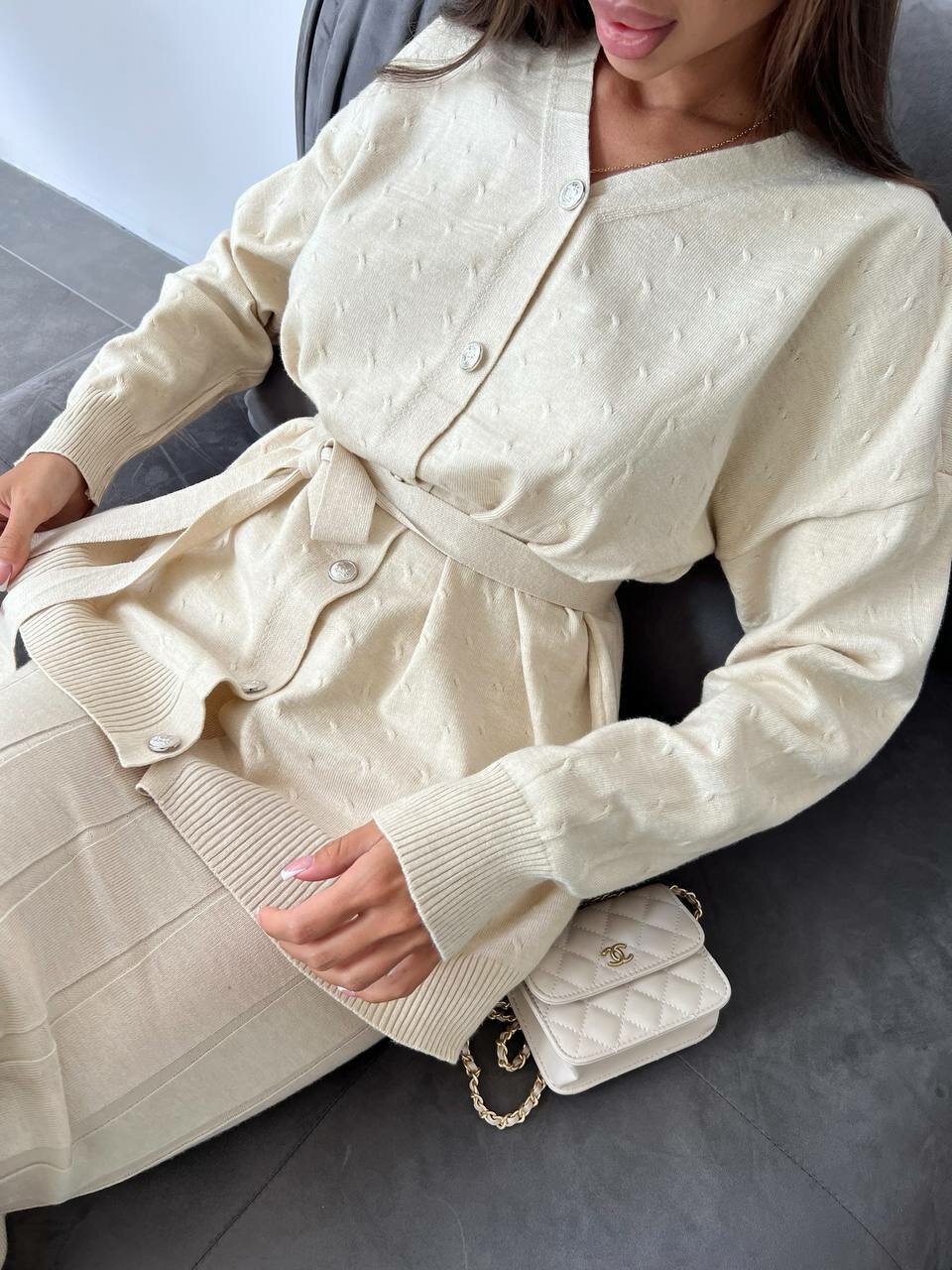 Комплект одежды SAVORI костюм женский, размер 42-46, бежевый