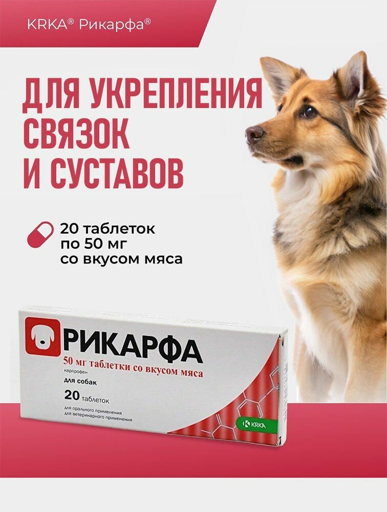 Рикарфа таблетки со вкусом мяса противовоспалительное и болеутоляющее 50 мг №20