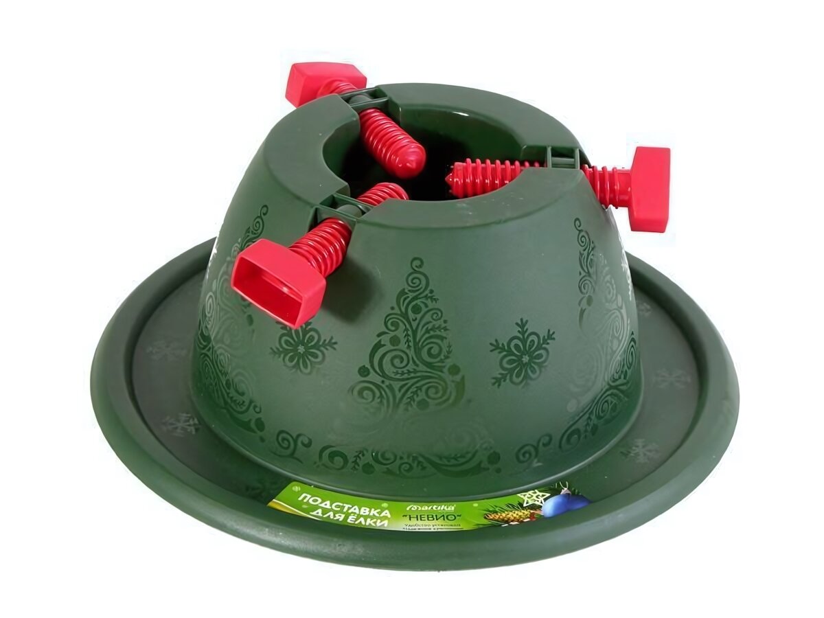 Подставка для елки «невио» — стабильная фиксация расширяемый диаметр резервуар для воды пластик 3 красных зажима
