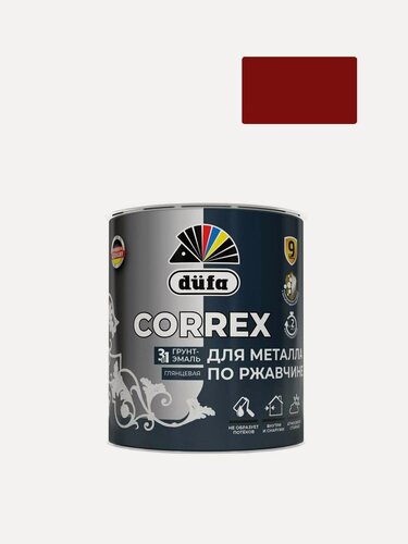 Изображение товара Грунт-эмаль по ржавчине гладкая Correx 3 в 1 RAL-3011 красно-коричневый 0.75 л