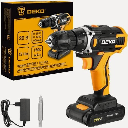 Изображение товара Дрель-шуруповерт аккумуляторная Deko Banger 20V ONE +, 20В, 1x1.5Ач (083-1042)