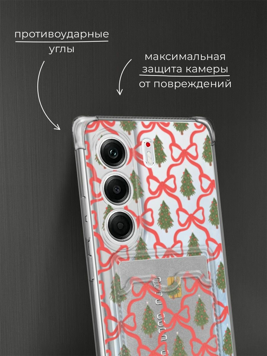 Чехол на Tecno Camon 40 Pro (Текно Камон 40 Про) с картой и принтом "Елка паттерн 2" — фото 1