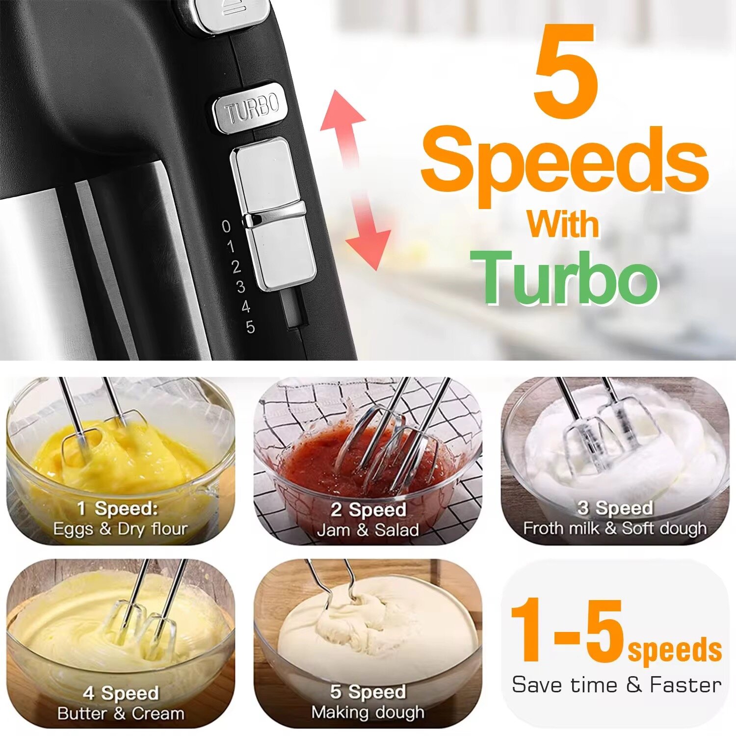 Миксер ручной Sonifer SF-7077, 5 скоростей, турбо-функция, мощность 500Вт — фото 1