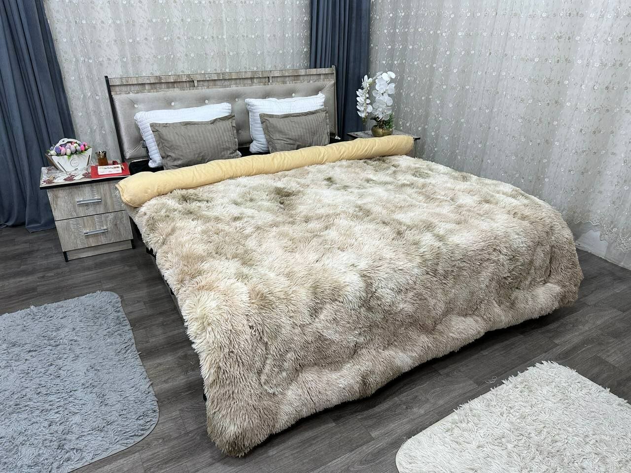 Мягкое зимнее одеяло, шерсть, двуспальное, размер 200*230 см 2.5 кг