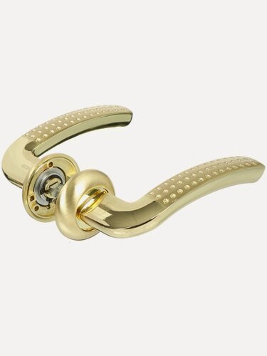 Изображение товара Ручка дверная Apecs Megapolis Seoul H-0826-A-GM\G, цвет золото и матовое золото, на круглой розетке, комплект 2 шт.