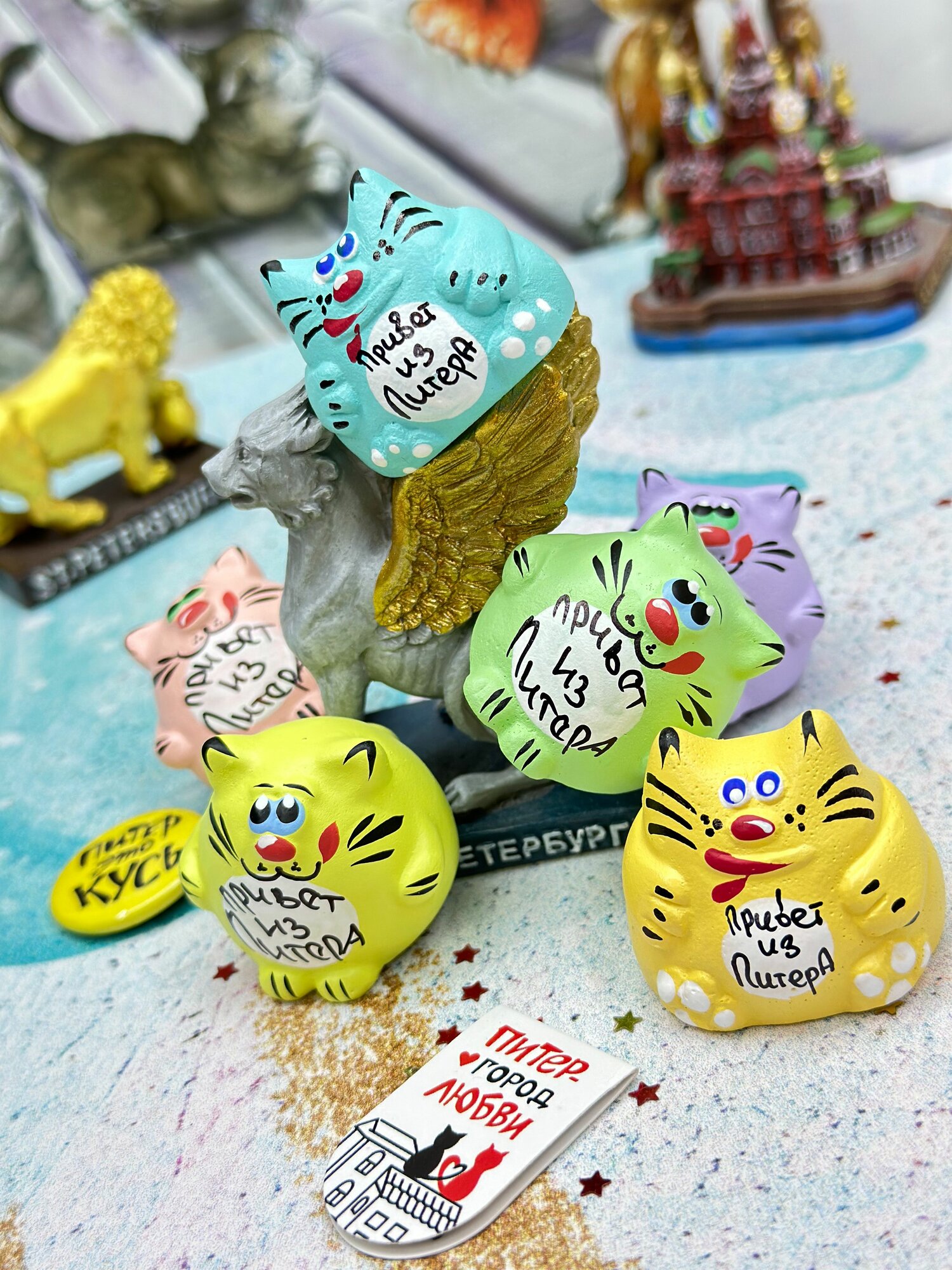 Набор статуэток котики 4 штуки, сувениры Санкт-Петербург — фото 1