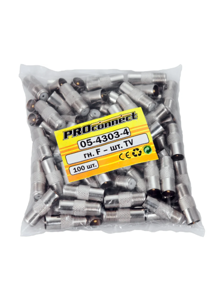 Переход гнездо F-штекер TV PROCONNECT REXANT 05-4303-4 (комплект из 100 шт.)