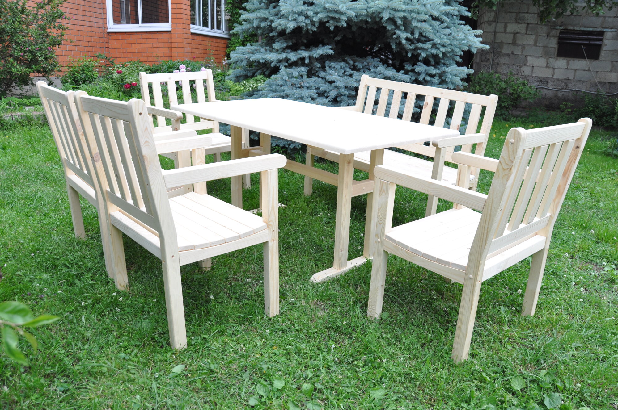 Комплект садовой мебели, натуральное дерево, без покраски, для дачи
