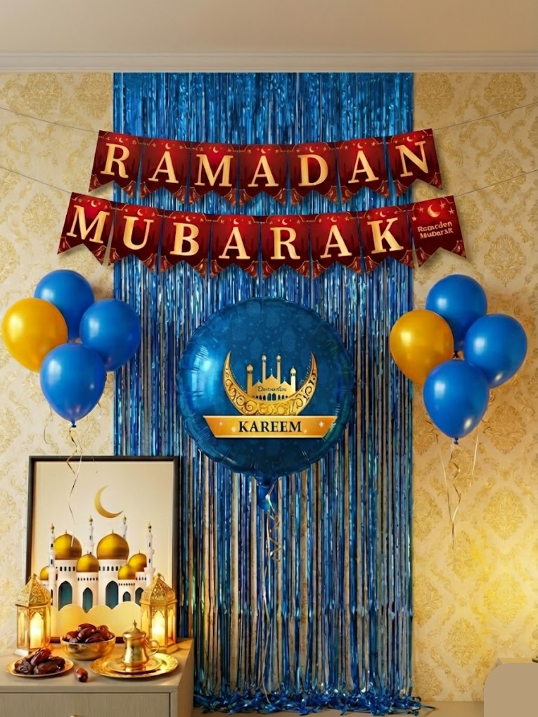 Набор декора на Рамадан: Гирлянда, шары и занавес (Фотозона)