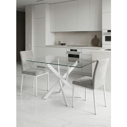 фото Стеклянный стол для кухни рим 10 прозрачный/белый (1000х700 мм) mebel apartment