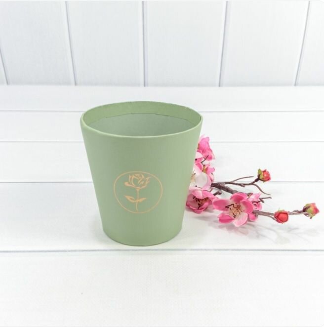 Коробка для цветов Дон Баллон Ваза тиснение цветок, цвет Бледно-зеленый, 10,7х10,6 см