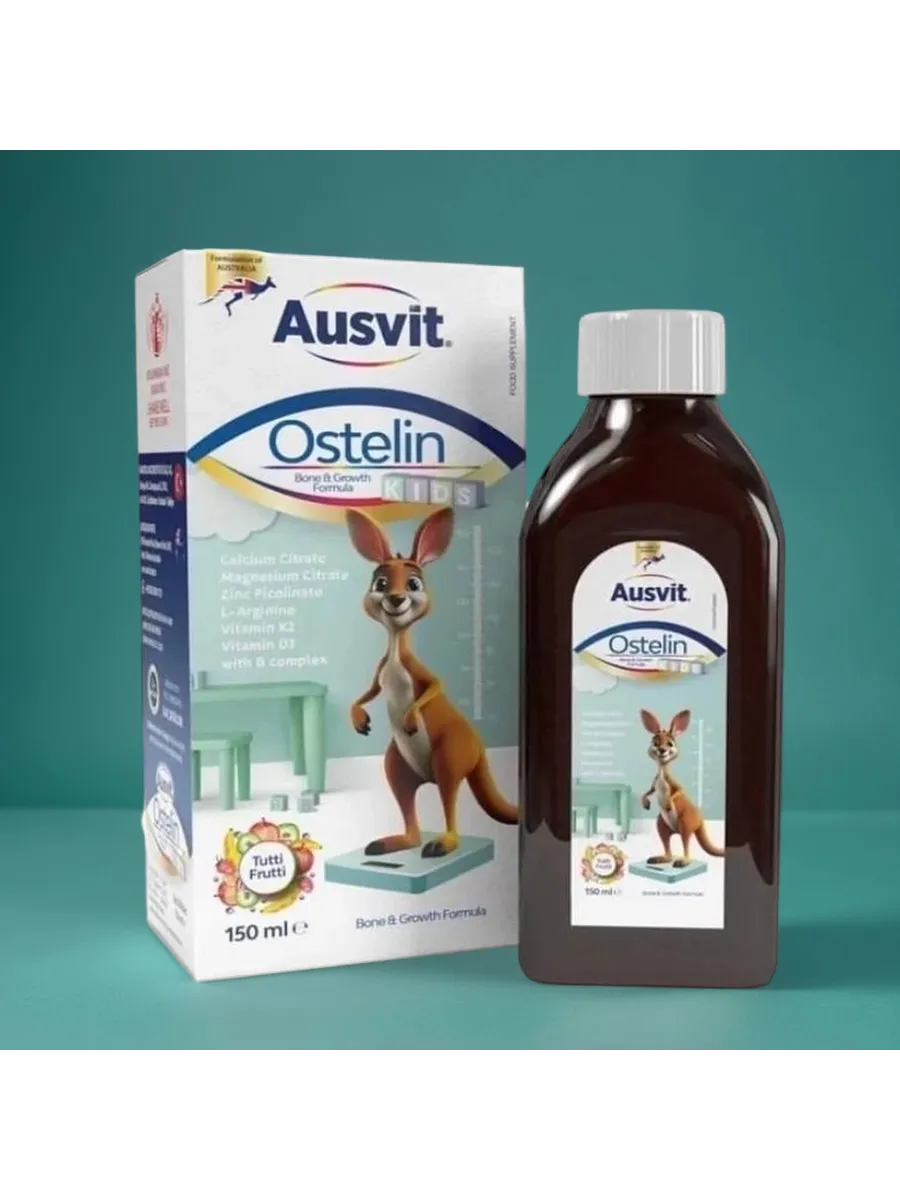 Ausvit Ostelin Kids Bone & Growth сироп 150 ml, Ca+Mg+Zn+D3+K2, 150 мл, Tutti Frutti