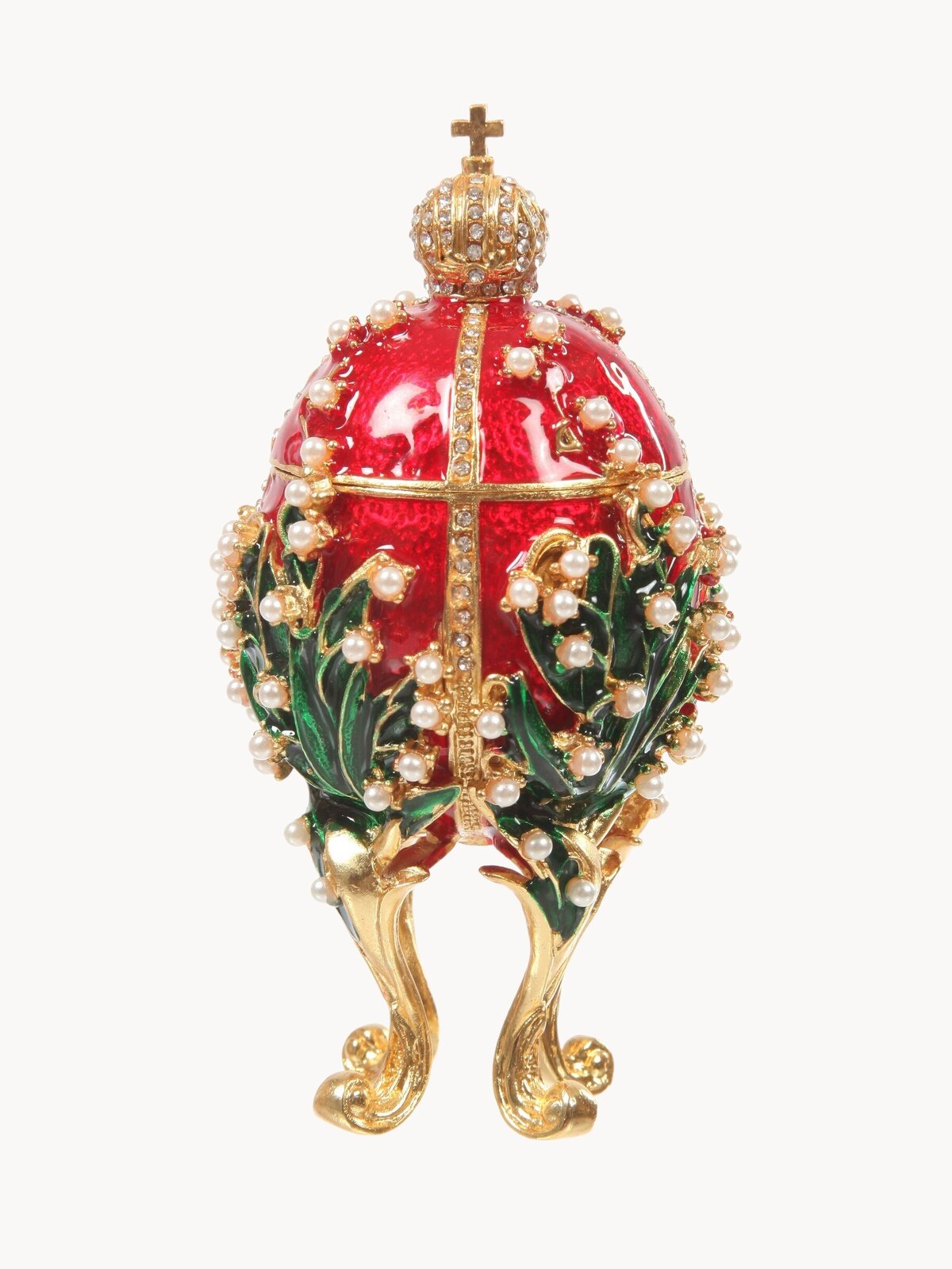 Шкатулка сувенирная яйцо под "Фаберже" среднее S-2987-003, красный