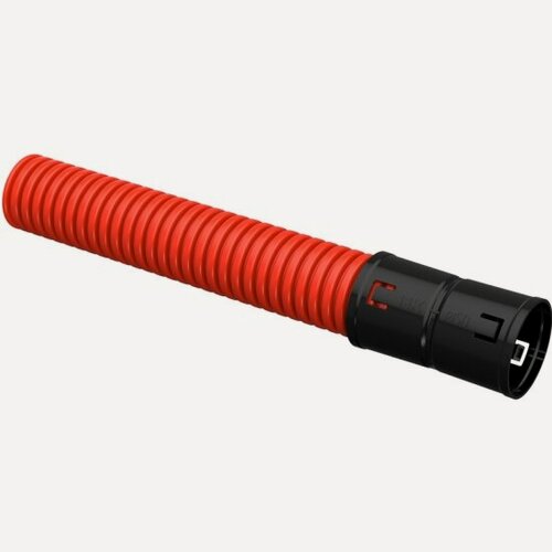 Изображение товара Труба гофрированная двустенная Iek ПНД d63мм с муфтой красн. (уп.50м), CTG12-063-K04-050-R