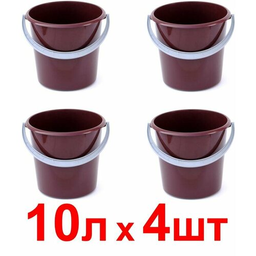 Ведро хозяйственное коричневое10 л 4 шт Акватранзит 670₽