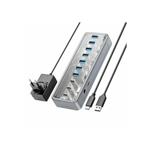 USB HUB 10 в 1 ORICO OMM usb разветвитель док-станция USB 32 Gen 1 Type-C hub 7 USB-A 3 USB-C с адаптером питания 12V 4A Эффективный и стабильный 12539₽