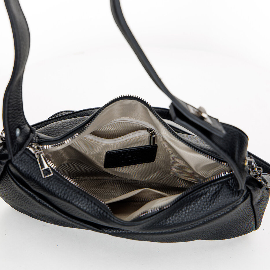 Сумка хобо TERVOLINA, фактура гладкая, черный — фото 1