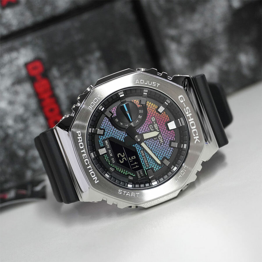 Наручные часы CASIO G-Shock, фиолетовый, черный, серебряный, зеленый — фото 1