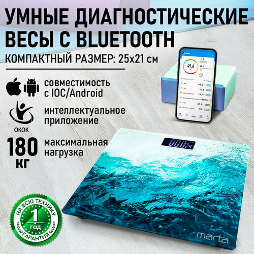 Весы напольные умные MARTA MT-SC1696 море