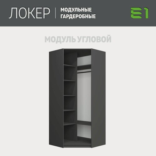 Изображение товара Модуль угловой с полкам, 95x95x220, Мебельная компания Е1, Серый диамант