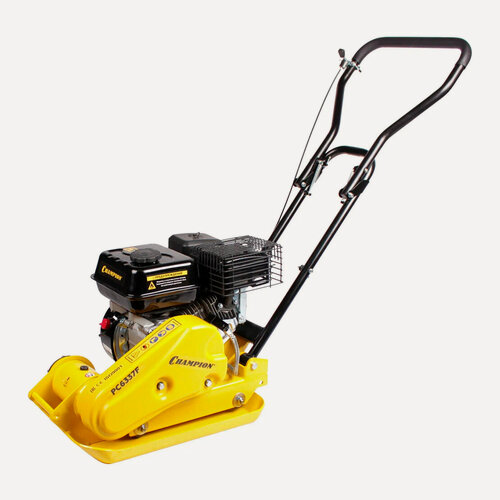 Изображение товара Виброплита бензиновая CHAMPION PC6337F, 4 кВт (5,5 л. с.), бак 3.6 л, 395 г/кВтч, желтый