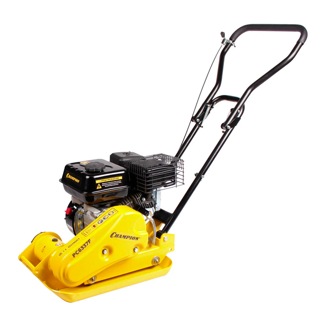 Виброплита бензиновая CHAMPION PC6337F 4 кВт (55 л. с.) бак 3.6 л 395 г/кВтч желтый