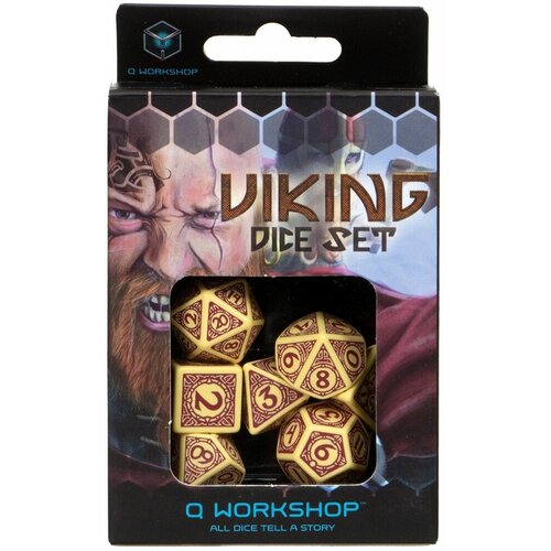 Набор кубиков для настольных ролевых игр (Dungeons and Dragons, DnD, D&D, Pathfinder) - Viking Beige & burgundy Dice Set (7)