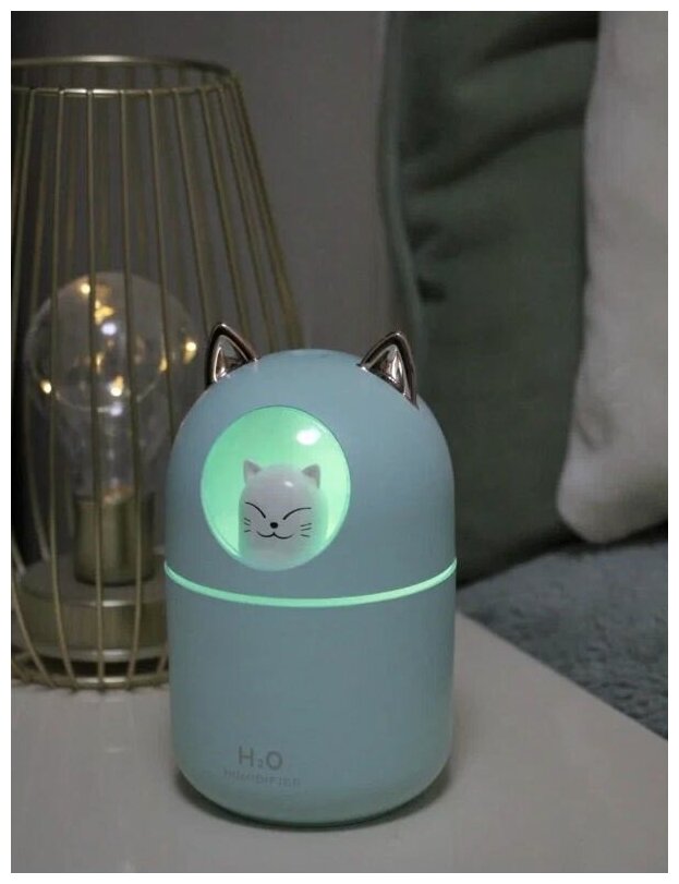 Увлажнитель воздуха мини Котик с подсветкой, ультразвуковой увлажнитель для дома, ночник светильник - фотография № 3