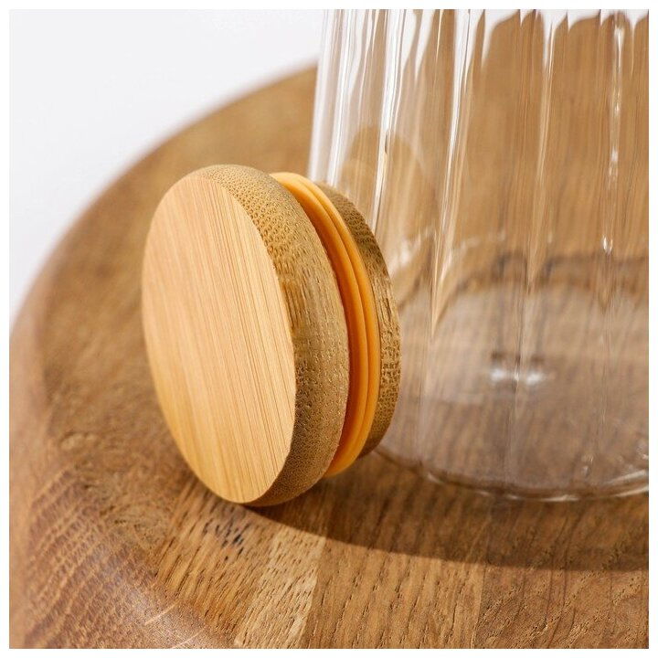 Бутыль стеклянная для соусов и масла с бамбуковой крышкой «Дафна», 500 мл - фотография № 4