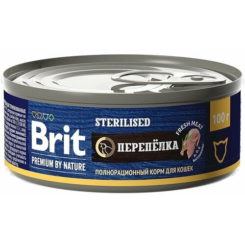 Brit Premium by Nature Корм консервированный с мясом перепёлки для стерилизованных кошек, 100гр, 24 штуки