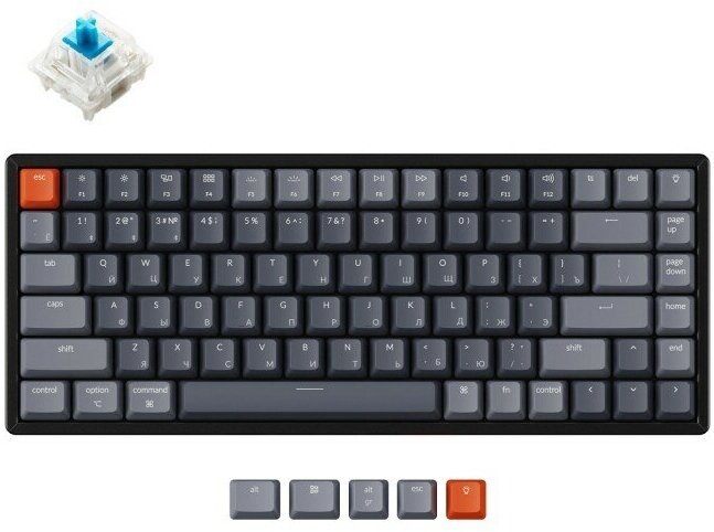 Беспроводная механическая клавиатура Keychron K2 (Тёмно-серый | Dark Grey) (Gateron G Pro - синий | Gateron G Pro Blue)