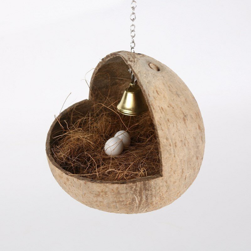 Гнездо-кокос с колокольчиком для птиц, Bentfores (30 х 13 х 13 см, 34305) - фотография № 1