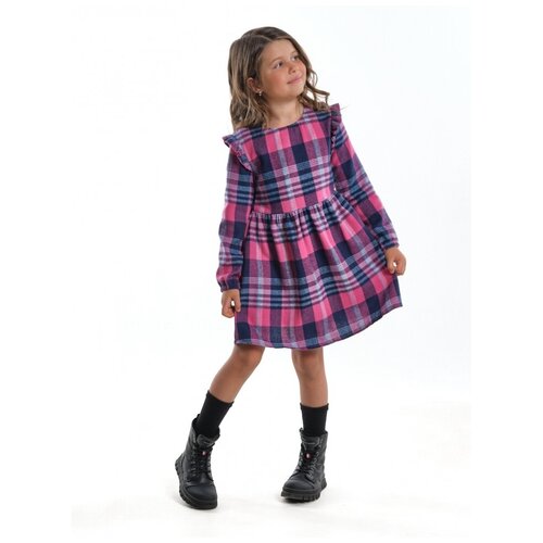 Платье для девочек Mini Maxi, модель 7878, цвет клетка/малиновый, размер 104