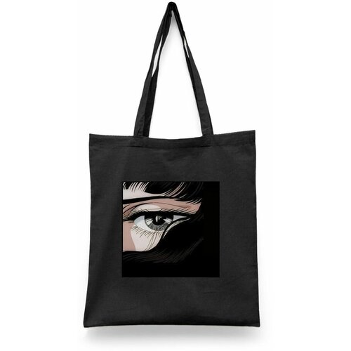фото Сумка-шоппер унисекс каждому своё "глаза/аниме/портрет/япония" черная