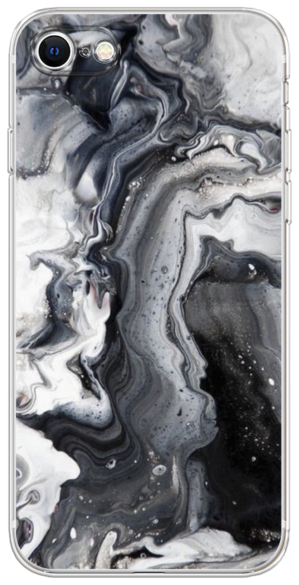 Силиконовый чехол на Apple iPhone 8 / Айфон 8 Бело-черные сложные полосы