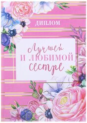 Диплом Yiwu Zhousima Crafts Лучшей и любимой сестре 4091172, А5 розовый