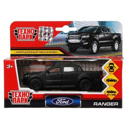 Машинка Ford ranger Пикап черный матовый 12 см - Технопарк [SB-18-09-FR-N(BL-MATTE)-WB] машинка renault sandero 12 см технопарк [sb 17 61 rs n re wb]