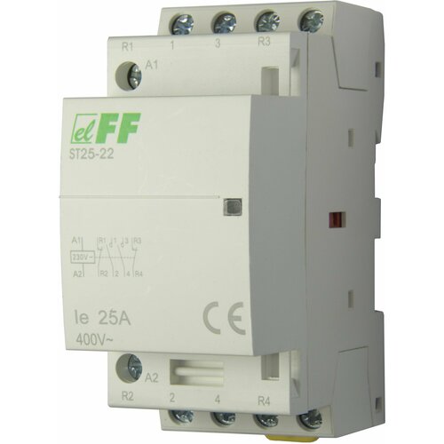 Контактор 25A 220V ST25-22 контакт 2NO+2NC, потребляемая мощность 4,0Вт, размер 2 модуля контактор 25a 220v st25 22 контакт 2no 2nc потребляемая мощность 4 0вт размер 2 модуля